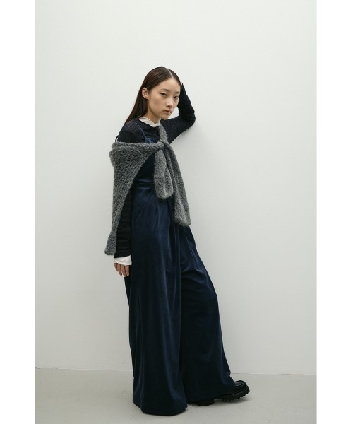 STYLEMIXER(スタイルミキサー)の「ワイドタックベロアロンパース(つなぎ/オールインワン・レディース・ベージュ/ネイビー・SMALL/MEDIUM)」の13枚目の写真