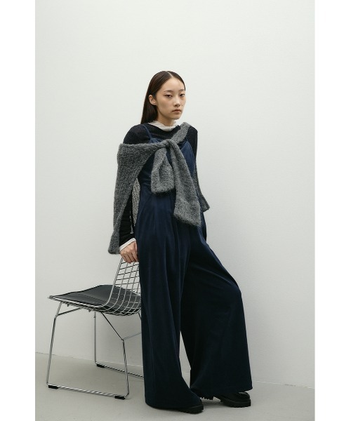 STYLEMIXER(スタイルミキサー)の「ワイドタックベロアロンパース(つなぎ/オールインワン・レディース・ベージュ/ネイビー・SMALL/MEDIUM)」の15枚目の写真