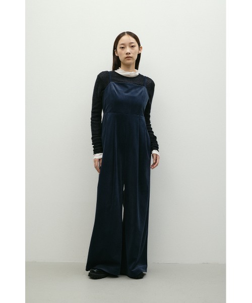 STYLEMIXER(スタイルミキサー)の「ワイドタックベロアロンパース(つなぎ/オールインワン・レディース・ベージュ/ネイビー・SMALL/MEDIUM)」の16枚目の写真