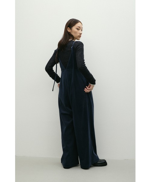 STYLEMIXER(スタイルミキサー)の「ワイドタックベロアロンパース(つなぎ/オールインワン・レディース・ベージュ/ネイビー・SMALL/MEDIUM)」の17枚目の写真