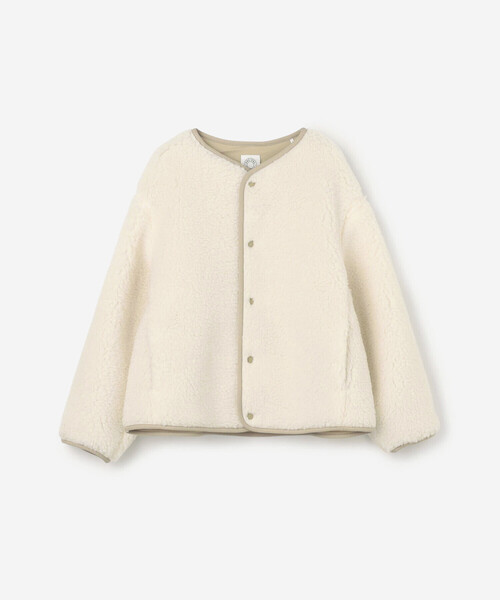 ORCIVAL（オーシバル）の「ORCIVAL | ボアフリース ノーカラーブルゾン WOMEN（ノーカラージャケット・レディース・ベージュ/オフホワイト・1）」の2枚目の写真