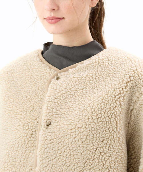 ORCIVAL | ボアフリース ノーカラーブルゾン WOMEN（ノーカラー
