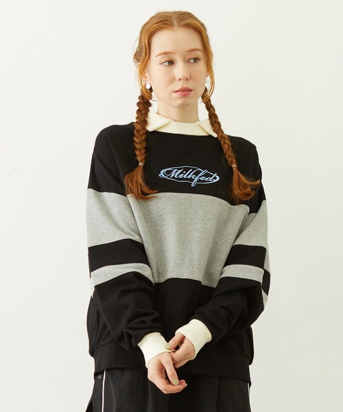 MILKFED.（ミルクフェド）の「PANELED COLOR BLOCK TOP（スウェット・レディース・ブラック/ネイビー/グリーン・ONE SIZE）」の2枚目の写真