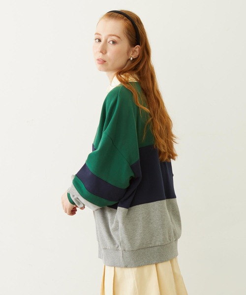 MILKFED.（ミルクフェド）の「PANELED COLOR BLOCK TOP（スウェット・レディース・ブラック/ネイビー/グリーン・ONE SIZE）」の4枚目の写真