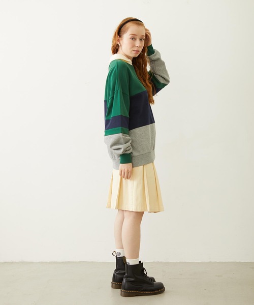 MILKFED.（ミルクフェド）の「PANELED COLOR BLOCK TOP（スウェット・レディース・ブラック/ネイビー/グリーン・ONE SIZE）」の8枚目の写真