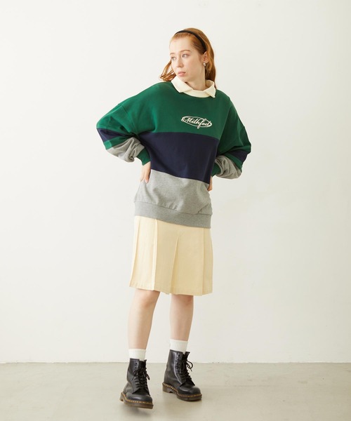 MILKFED.（ミルクフェド）の「PANELED COLOR BLOCK TOP（スウェット・レディース・ブラック/ネイビー/グリーン・ONE SIZE）」の11枚目の写真