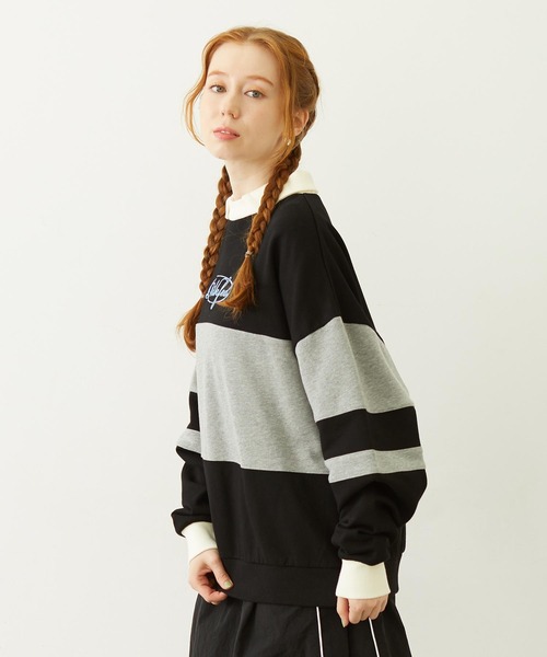 MILKFED.（ミルクフェド）の「PANELED COLOR BLOCK TOP（スウェット・レディース・ブラック/ネイビー/グリーン・ONE SIZE）」の17枚目の写真