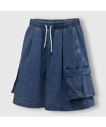 LEMAIN SECOND（リメインセカンド）の「BERMUDA WIDE ONE-TUCK CARGO DENIM SHORTS [MEDIUM BLUE]（その他パンツ）」