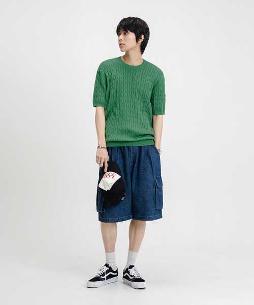 LEMAIN SECOND（リメインセカンド）の「BERMUDA WIDE ONE-TUCK CARGO DENIM SHORTS [MEDIUM BLUE]（その他パンツ・メンズ・その他・SMALL/MEDIUM）」の3枚目の写真