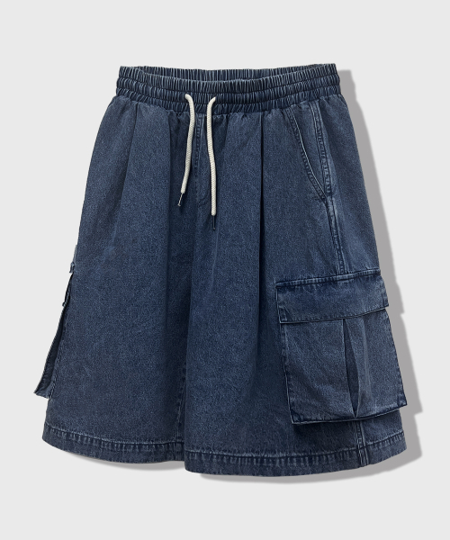 LEMAIN SECOND（リメインセカンド）の「BERMUDA WIDE ONE-TUCK CARGO DENIM SHORTS [MEDIUM BLUE]（その他パンツ・メンズ・その他・SMALL/MEDIUM）」の6枚目の写真