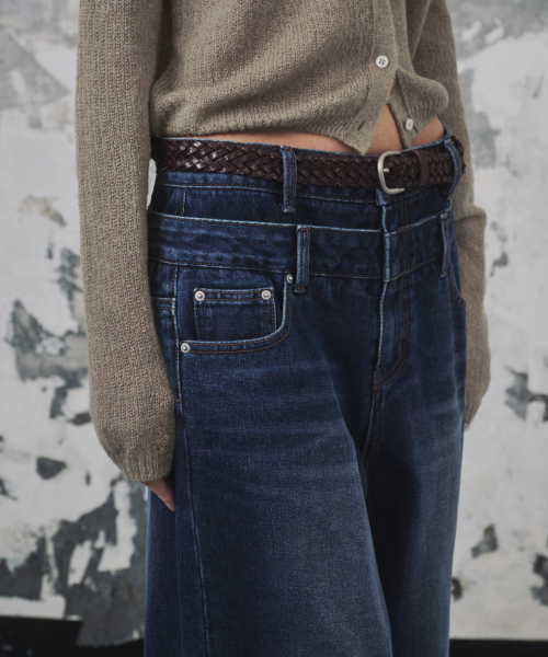 MUSINSA STANDARD WOMAN（ムシンサスタンダードウーマン）の「ウィメンズダブルウエストワイドデニムパンツ[ミディアムインディゴ]（デニムパンツ・レディース・その他・24/25/26/27/28/29/30）」の5枚目の写真