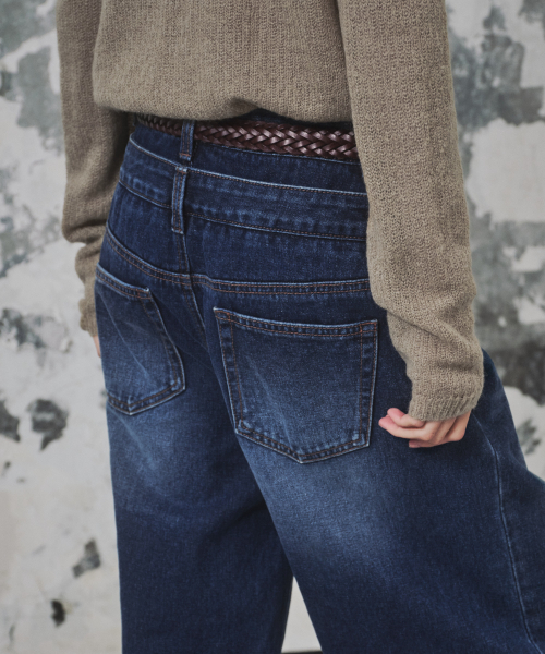 MUSINSA STANDARD WOMAN（ムシンサスタンダードウーマン）の「ウィメンズダブルウエストワイドデニムパンツ[ミディアムインディゴ]（デニムパンツ・レディース・その他・24/25/26/27/28/29/30）」の6枚目の写真