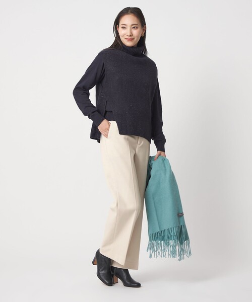 A DAY IN THE LIFE UNITED ARROWS(アデイインザライフユナイテッドアローズ)の「ニットメルトン イージーワイドパンツ <A DAY IN THE LIFE>(その他パンツ・レディース・その他1/ネイビー/オフホワイト・36/40/38)」の11枚目の写真