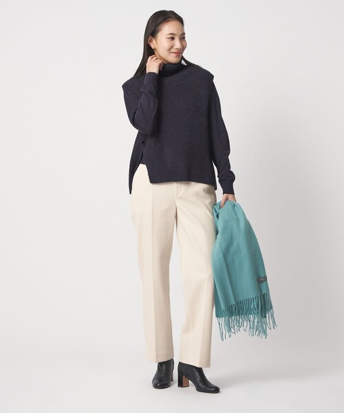 A DAY IN THE LIFE UNITED ARROWS(アデイインザライフユナイテッドアローズ)の「ニットメルトン イージーワイドパンツ <A DAY IN THE LIFE>(その他パンツ・レディース・その他1/ネイビー/オフホワイト・36/40/38)」の12枚目の写真