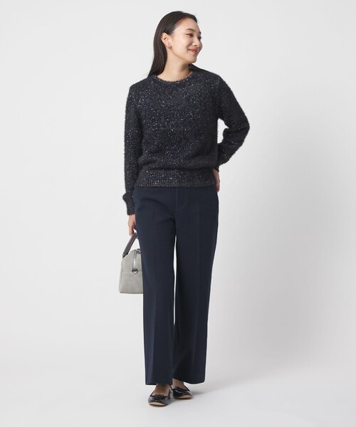 A DAY IN THE LIFE UNITED ARROWS(アデイインザライフユナイテッドアローズ)の「ニットメルトン イージーワイドパンツ <A DAY IN THE LIFE>(その他パンツ・レディース・その他1/ネイビー/オフホワイト・36/40/38)」の14枚目の写真