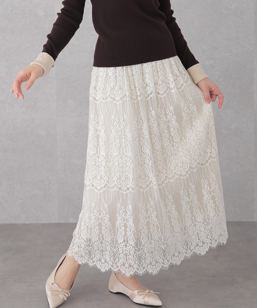 Lace Ladies(レースレディース)の「総レース ウエスト イージー マキシ スカート(スカート・レディース・アイボリー/ブラック/ブラウン・FREE)」の16枚目の写真