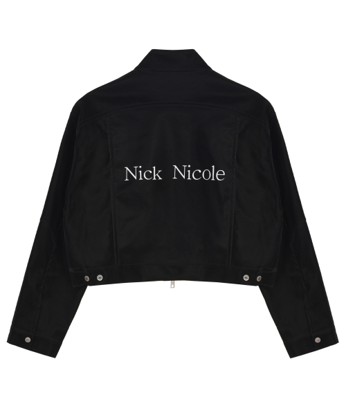NICK&NICOLE(ニックアンドニコール)の「SATIN LEATHER CROP BLOUSON JACKET_BLACK(ブルゾン・レディース・ブラック・FREE)」の3枚目の写真