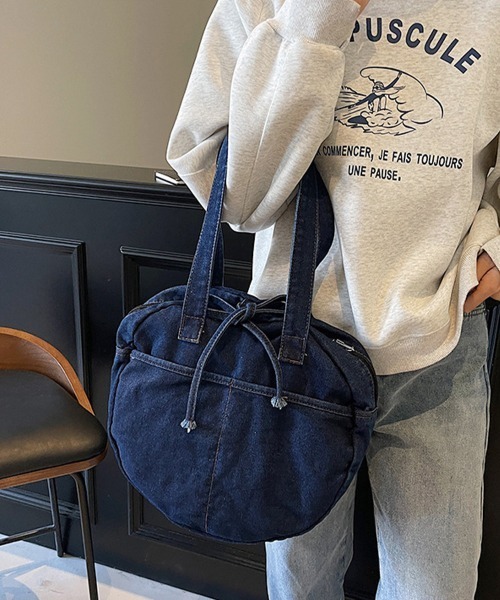 Miniministore(ミニミニストア)の「デニムトートバッグ ラウンドバッグ 無地(トートバッグ・レディース・ダークブルー/ネイビー/ブラック/ライトブルー・FREE)」の18枚目の写真