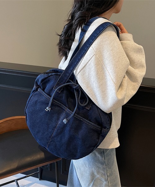 Miniministore(ミニミニストア)の「デニムトートバッグ ラウンドバッグ 無地(トートバッグ・レディース・ダークブルー/ネイビー/ブラック/ライトブルー・FREE)」の19枚目の写真