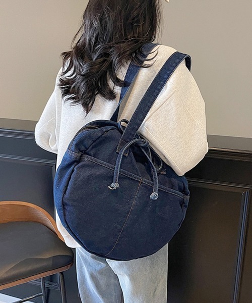 Miniministore(ミニミニストア)の「デニムトートバッグ ラウンドバッグ 無地(トートバッグ・レディース・ダークブルー/ネイビー/ブラック/ライトブルー・FREE)」の20枚目の写真