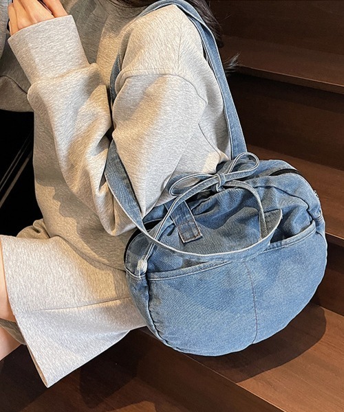 Miniministore(ミニミニストア)の「デニムトートバッグ ラウンドバッグ 無地(トートバッグ・レディース・ダークブルー/ネイビー/ブラック/ライトブルー・FREE)」の21枚目の写真