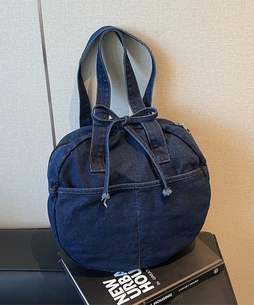 Miniministore(ミニミニストア)の「デニムトートバッグ ラウンドバッグ 無地(トートバッグ・レディース・ダークブルー/ネイビー/ブラック/ライトブルー・FREE)」の9枚目の写真