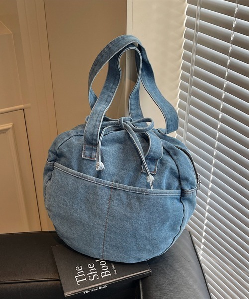 Miniministore(ミニミニストア)の「デニムトートバッグ ラウンドバッグ 無地(トートバッグ・レディース・ダークブルー/ネイビー/ブラック/ライトブルー・FREE)」の10枚目の写真