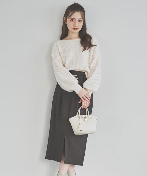 SWINGLE（スウィングル）の「日本製センタースリットタイトスカート（スカート・レディース・ライトグレー/ネイビー/ブラウン・SMALL/MEDIUM）」の2枚目の写真