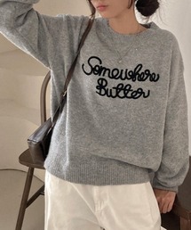 フロント刺繍ニットプルオーバー