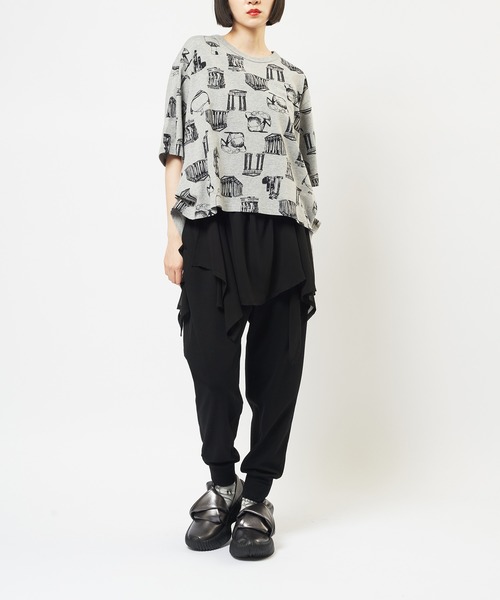 gomme(ゴム)の「パルテノンサイドタックT(Tシャツ/カットソー・レディース・グレー/ブラック/ホワイト・MEDIUM)」の4枚目の写真