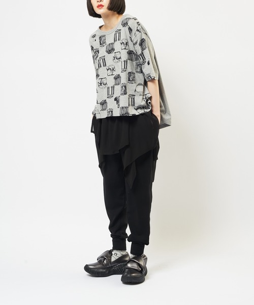 gomme(ゴム)の「パルテノンサイドタックT(Tシャツ/カットソー・レディース・グレー/ブラック/ホワイト・MEDIUM)」の6枚目の写真