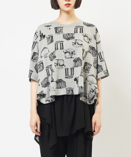 gomme(ゴム)の「パルテノンサイドタックT(Tシャツ/カットソー・レディース・グレー/ブラック/ホワイト・MEDIUM)」の14枚目の写真