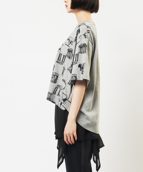 gomme(ゴム)の「パルテノンサイドタックT(Tシャツ/カットソー・レディース・グレー/ブラック/ホワイト・MEDIUM)」の15枚目の写真