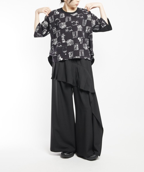 gomme(ゴム)の「パルテノンサイドタックT(Tシャツ/カットソー・レディース・グレー/ブラック/ホワイト・MEDIUM)」の10枚目の写真