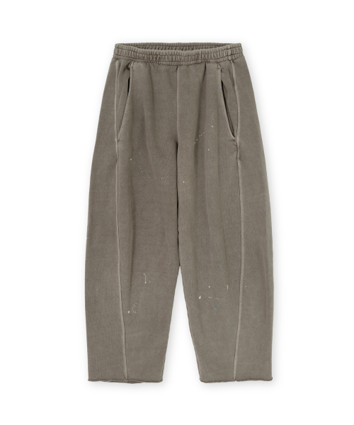 ペインテッドカットオフスウェットパンツ、トープ