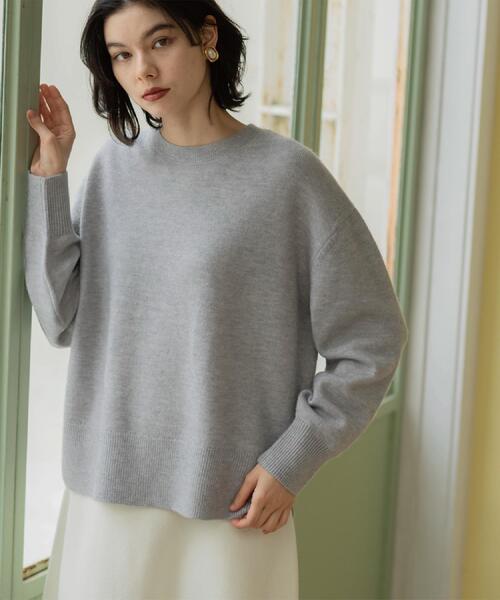 セール】きらきらクルーミドルゲージニット【洗濯機OK】（ニット