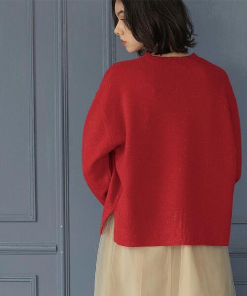 OPAQUE.CLIP（オペークドットクリップ）の「きらきらクルーミドルゲージニット【洗濯機OK】（ニット/セーター・レディース・ネイビー/ブラウン系/レッド系1/グレー・38/40/42）」の20枚目の写真