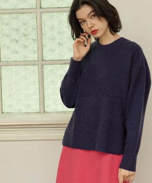 セール】きらきらクルーミドルゲージニット【洗濯機OK】（ニット
