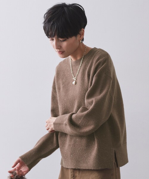 セール】きらきらクルーミドルゲージニット【洗濯機OK】（ニット