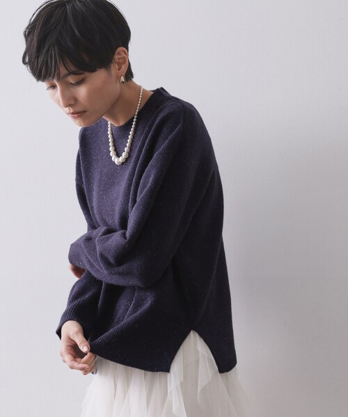 セール】きらきらクルーミドルゲージニット【洗濯機OK】（ニット