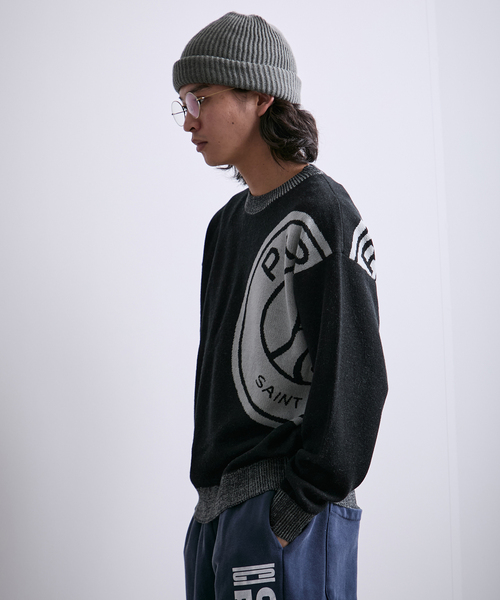 PARIS SAINT-GERMAIN（パリサンジェルマン）の「【Paris Saint-Germain / パリ・サン＝ジェルマン】 JP Emblem knit pullover（ニット/セーター・メンズ・ブラック/チャコールグレー・LARGE/MEDIUM）」の9枚目の写真