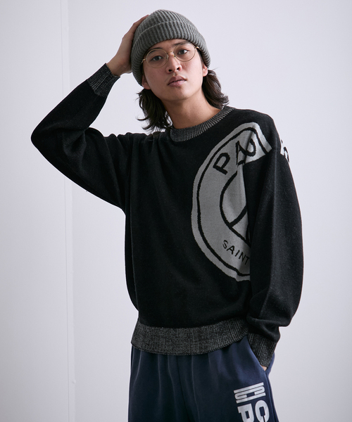 PARIS SAINT-GERMAIN（パリサンジェルマン）の「【Paris Saint-Germain / パリ・サン＝ジェルマン】 JP Emblem knit pullover（ニット/セーター・メンズ・ブラック/チャコールグレー・LARGE/MEDIUM）」の4枚目の写真