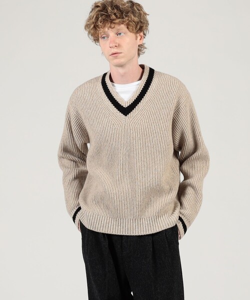 TOMORROWLAND Tricot ウールカシミヤ メランジニット Vネックプル
