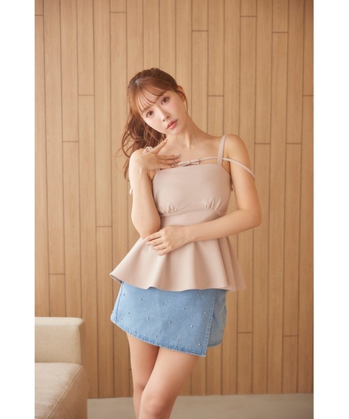MISTREASS(ミストレアス)の「Jewel Denim Wrap Mini Skirt(デニムスカート・レディース・オフホワイト/ブルー・SMALL)」の2枚目の写真