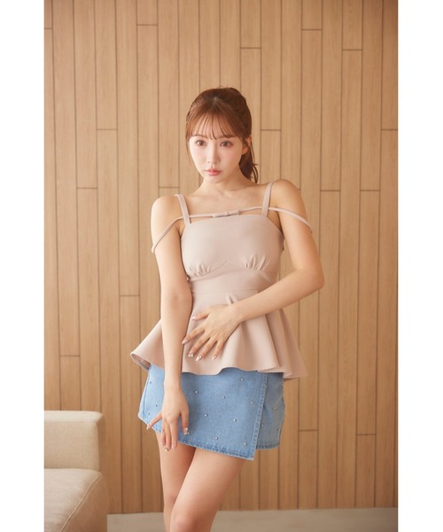 MISTREASS(ミストレアス)の「Jewel Denim Wrap Mini Skirt(デニムスカート・レディース・オフホワイト/ブルー・SMALL)」の3枚目の写真