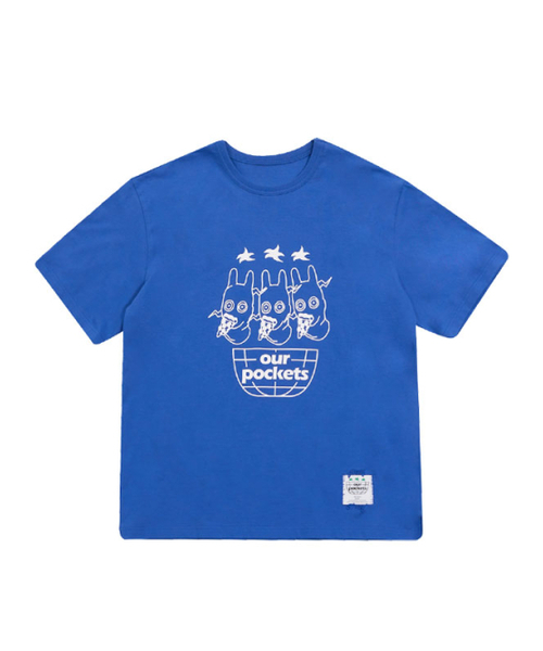 OURPOCKETS（アワーポケッツ）の「グリッドピザマン×アワーポケットシャツ別コラボTシャツ（ブルー）（Tシャツ/カットソー・レディース・ブルー・MEDIUM/X-LARGE）」の6枚目の写真