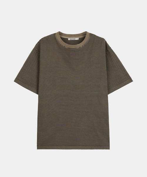 EXCONTAINER(エックスコンテナ)の「ピグメントダイストライプハーフTシャツ (ディープベージュ)(Tシャツ/カットソー・メンズ・その他・MEDIUM/LARGE/X-LARGE)」の6枚目の写真