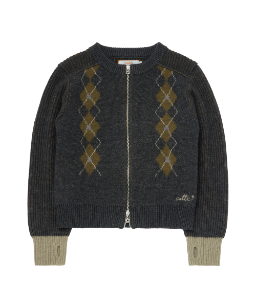 COTTE(コッテ)の「アーガイルツートンリブニットジップアップ(ブラウン)(ニット/セーター・レディース・その他・size2/size1)」の2枚目の写真