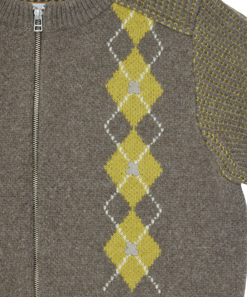 COTTE(コッテ)の「アーガイルツートンリブニットジップアップ(ブラウン)(ニット/セーター・レディース・その他・size2/size1)」の4枚目の写真