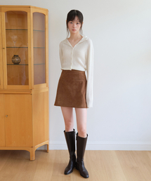 SUEDE POCKET SKIRT_BROWN